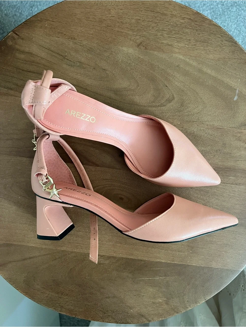 Arezzo Pink Pointed-Toe Ankle-Strap Heels